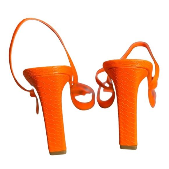 orange tangerine squared toe mule slip on size 7 - Picture 4 of 7